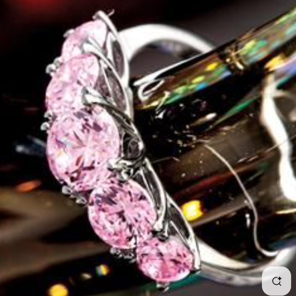 Stauer Palos Pink Diamondaura 2 2/5 ctw Sterling 925 Silver Setting Ring SZ 6